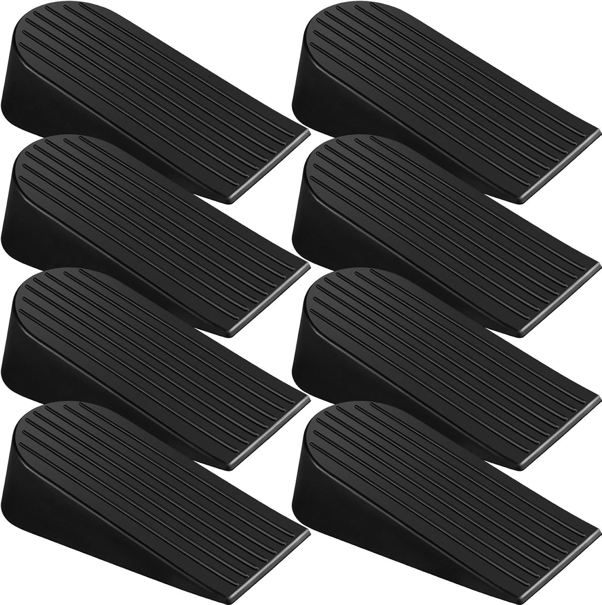 Frienda 8 Pack Large Door Stoppers Heavy Duty Rubber Stopper for Bottom of Door Wedge Stopper for Home Office (Black)