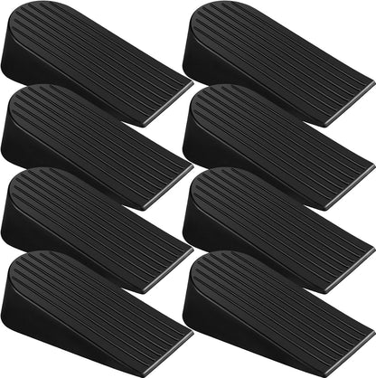 Frienda 8 Pack Large Door Stoppers Heavy Duty Rubber Stopper for Bottom of Door Wedge Stopper for Home Office (Black)