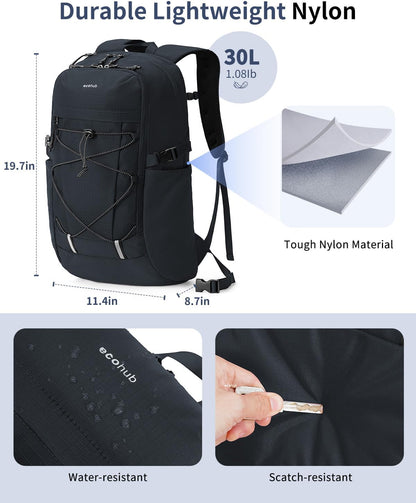 ECOHUB Hiking Backpack 30L Travel Backpack Lightweight Casual Daypack Water Resistant Camping Bag Outdoor Sports Back pack for Men Women