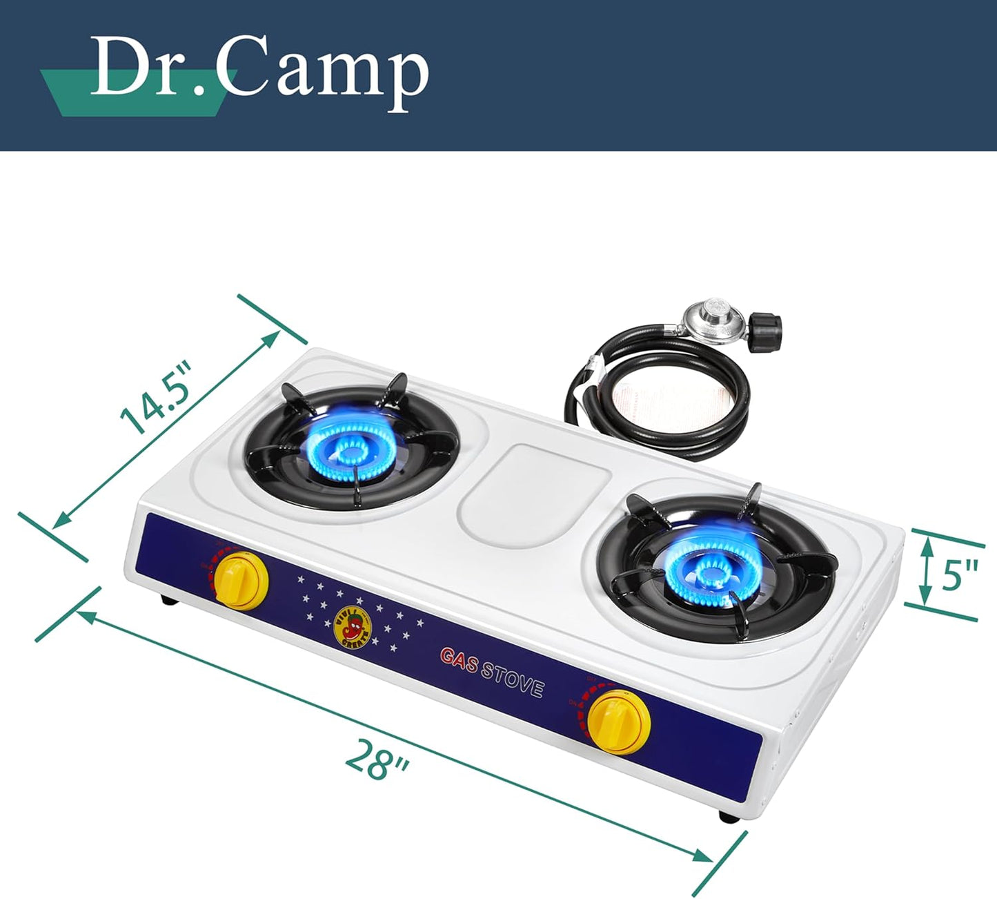2 Burner Camping Stove with white color
