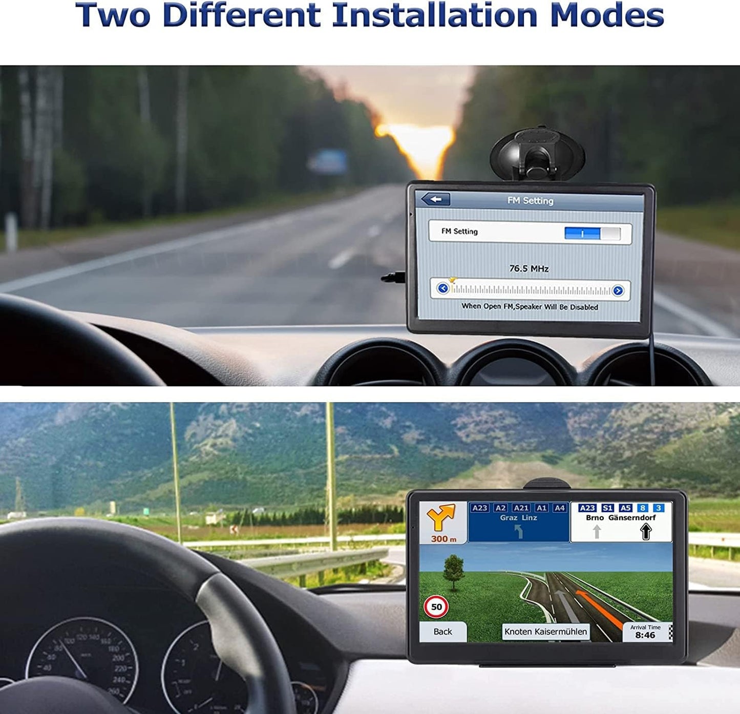 GPS Navigator for Car Truck RV, Latest 2025 Map, 7 inch Touch Screen Real Voice Spoken Turn-by-Turn Direction Reminding Navigation System for Cars, Vehicle GPS with Speed and Red Light Warning