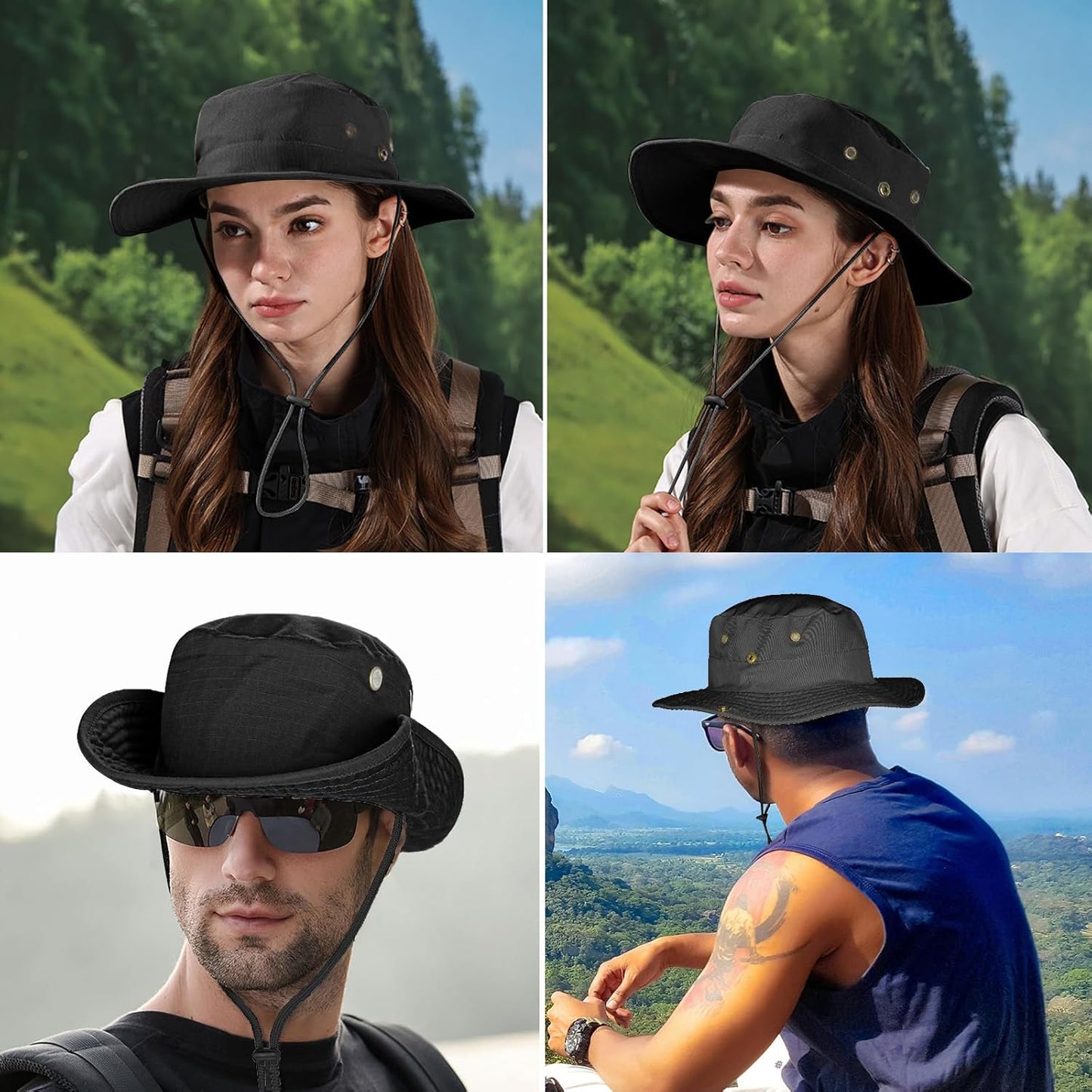 Sun Hats for Men Women Boonie Hat Foldable Fishing Hat UPF 50+ Bucket Hat for Fishing Hiking Garden Safari Beach