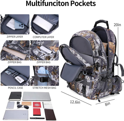 Nerlion 40L Hiking Backpack Travel Backpack for Men Women Camping Waterproof Outdoor Hiking Daypack Lightweight Backpack (Yellow Leaves)