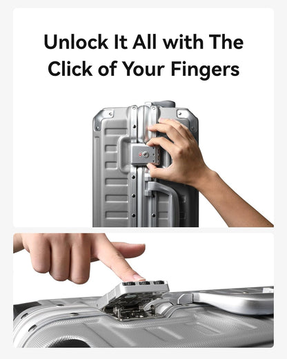 LUGGEX Luggage Sets with Spinner Wheels, 2 Piece (20/28) Aluminum Frame Zipperless Polycarbonate Hard Shell Suitcase Sets, Silver Grey