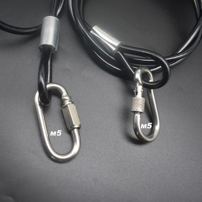 5FT 6mm Stainless Steel Security Cable Lock,Braided Steel Vinyl Coated Safety Cable Luggage Lock,Flexible Steel Cable Security Wire Rope Double Loop