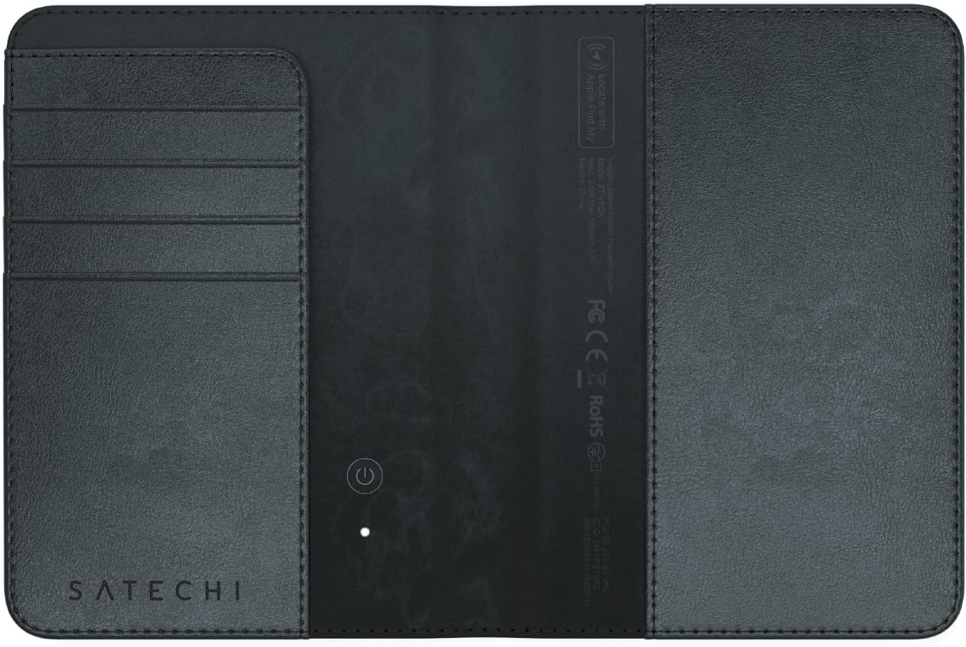 Satechi Passport Holder for Travel with Find My, Passport Cover with 4 Card Holder, Wireless Charging, and RFID protection – Travel Essential Vegan Leather Passport Holder – Black