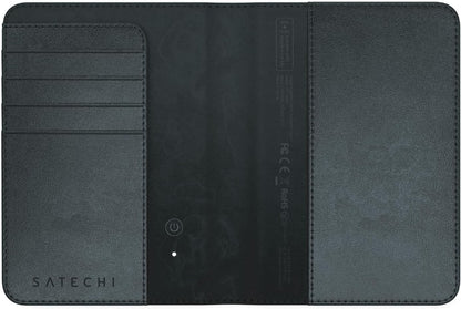Satechi Passport Holder for Travel with Find My, Passport Cover with 4 Card Holder, Wireless Charging, and RFID protection – Travel Essential Vegan Leather Passport Holder – Black