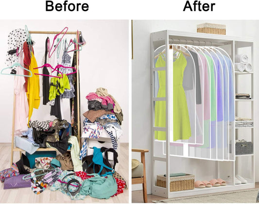 12 Pack Breathable Clothes Covers with Zip, Waterproof Dustproof Garment Covers Bags Dress Bag Covers Damp-proof Mens Suit Storage Bag for Wardrobe Storage and Travel(White)