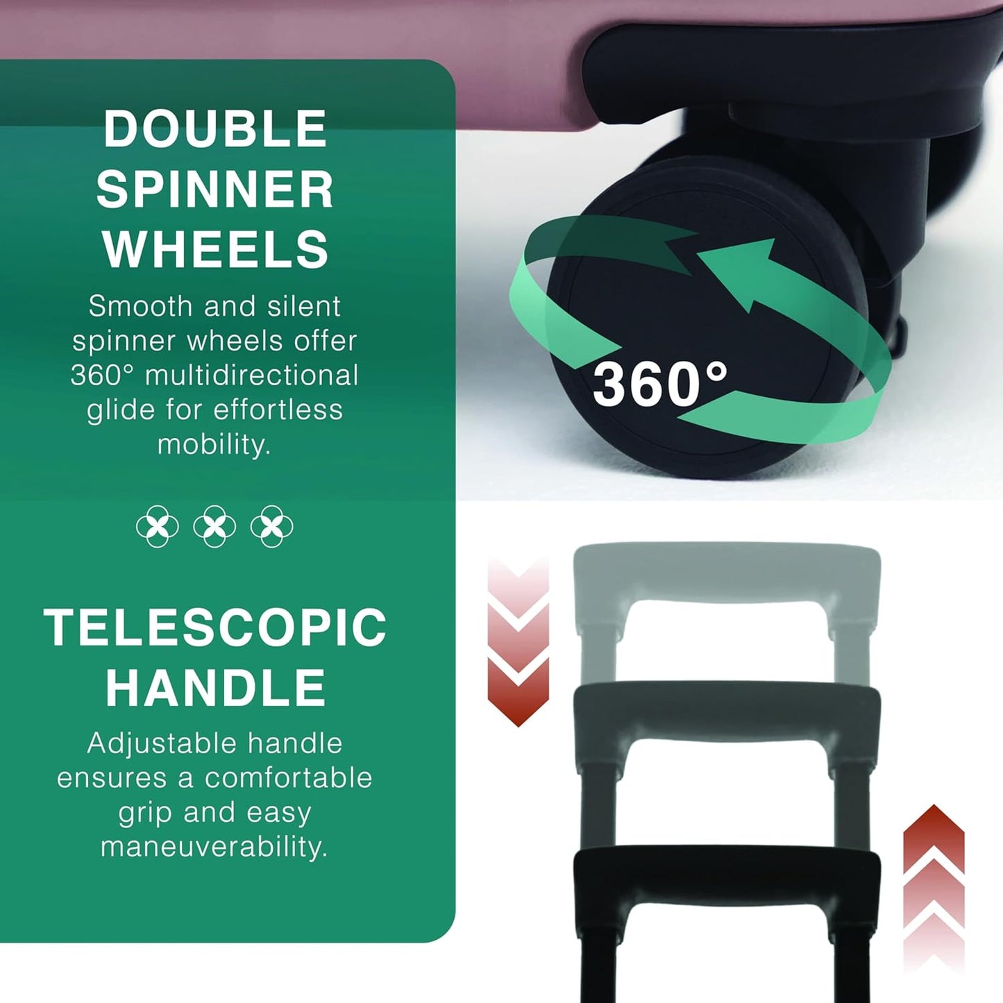 24 Inch Luggage with Spinner Wheels, Hard Shell Suitcase with TSA Locks for Luggage, Travel Large Suitcase, Expandable Hard Shell Suitcases, Pink