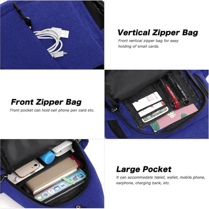 MOSISO Sling Backpack,Canvas Crossbody Hiking Daypack Bag with Anti-theft Pocket, Royal Blue