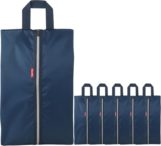 6pcs Portable Shoe Organizer, Travel Pouches with Zipper, Golf Shoe Bags, Clothes Bags, Soccer Cleats Bag Shoe Pouch for Gym, Waterproof, Odor-Resistant (Navy Blue)