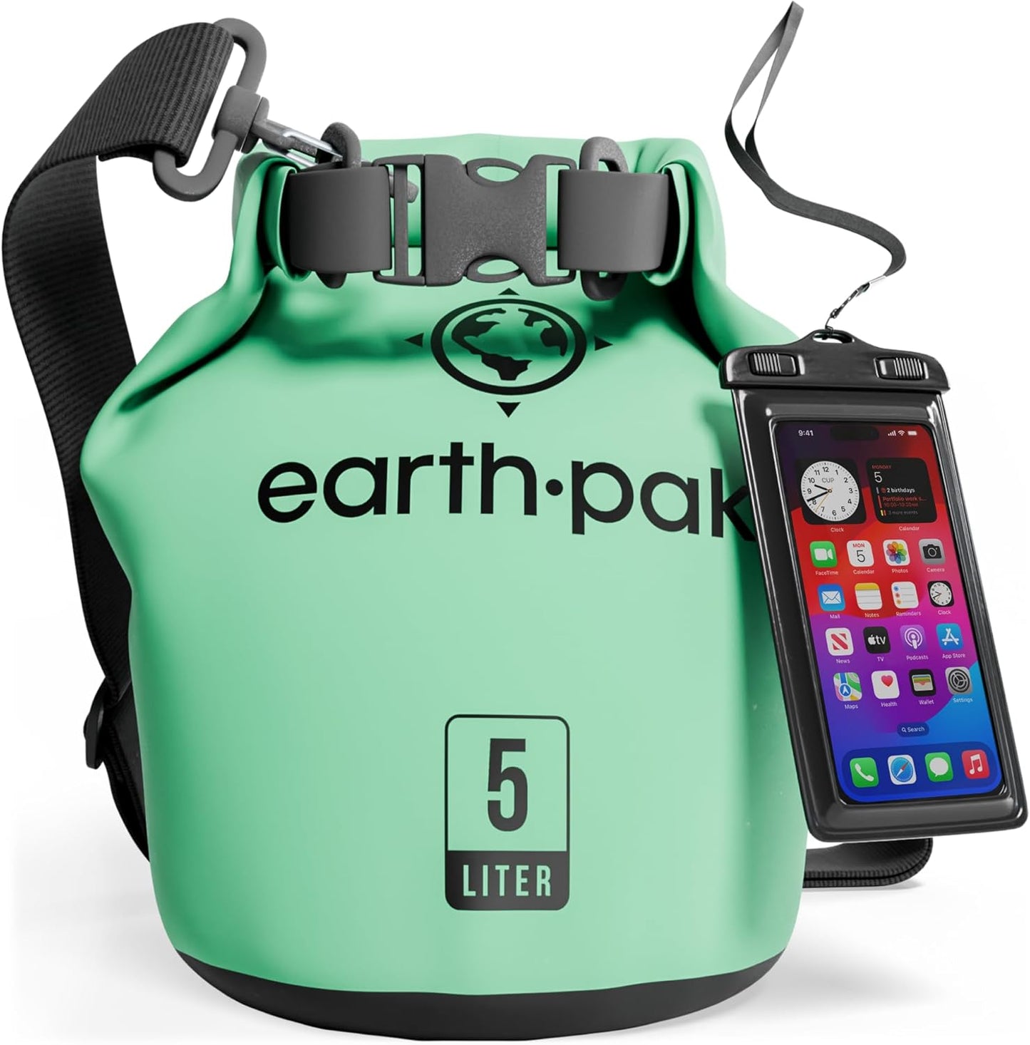 Earth Pak Waterproof Dry Bag - Roll Top Waterproof Backpack Sack Keeps Gear Dry for Kayak with Waterproof Phone Case