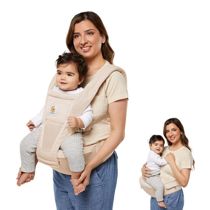 Ergobaby Alta Hip Seat All-Position Breathable Mesh Hip Seat & Carrier, Natural Beige