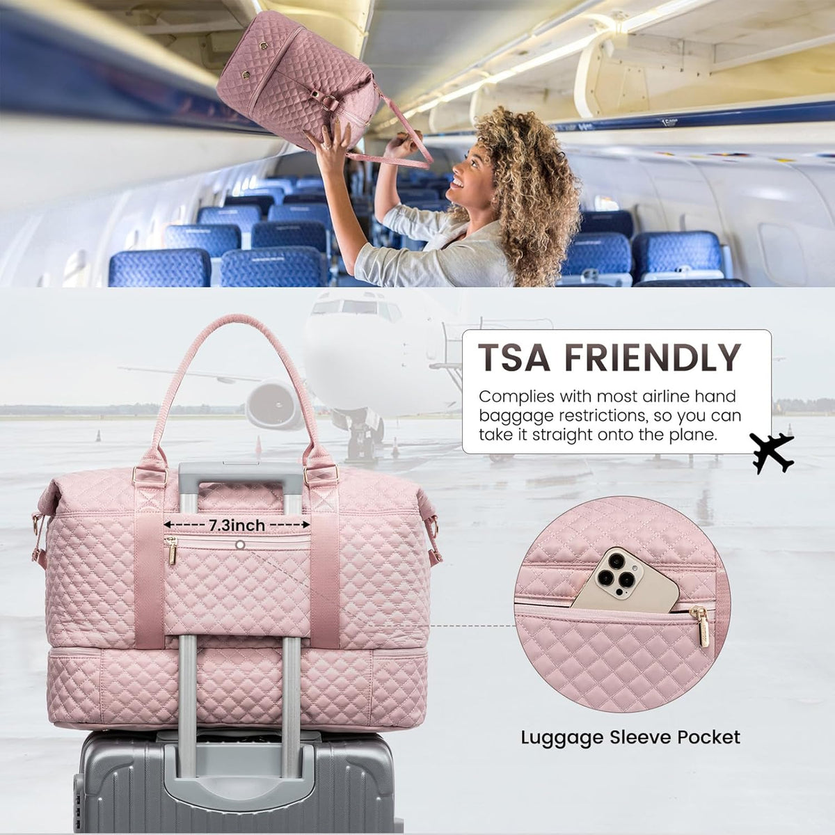 LOVEVOOK Travel Duffle Bag,Weekender Bags for Women with Shoe Compartment，Carry on Overnight Bag with Toiletry Bag,Gym Duffel Bag with Wet Pocket, Hospital Bags for Labor and Delivery