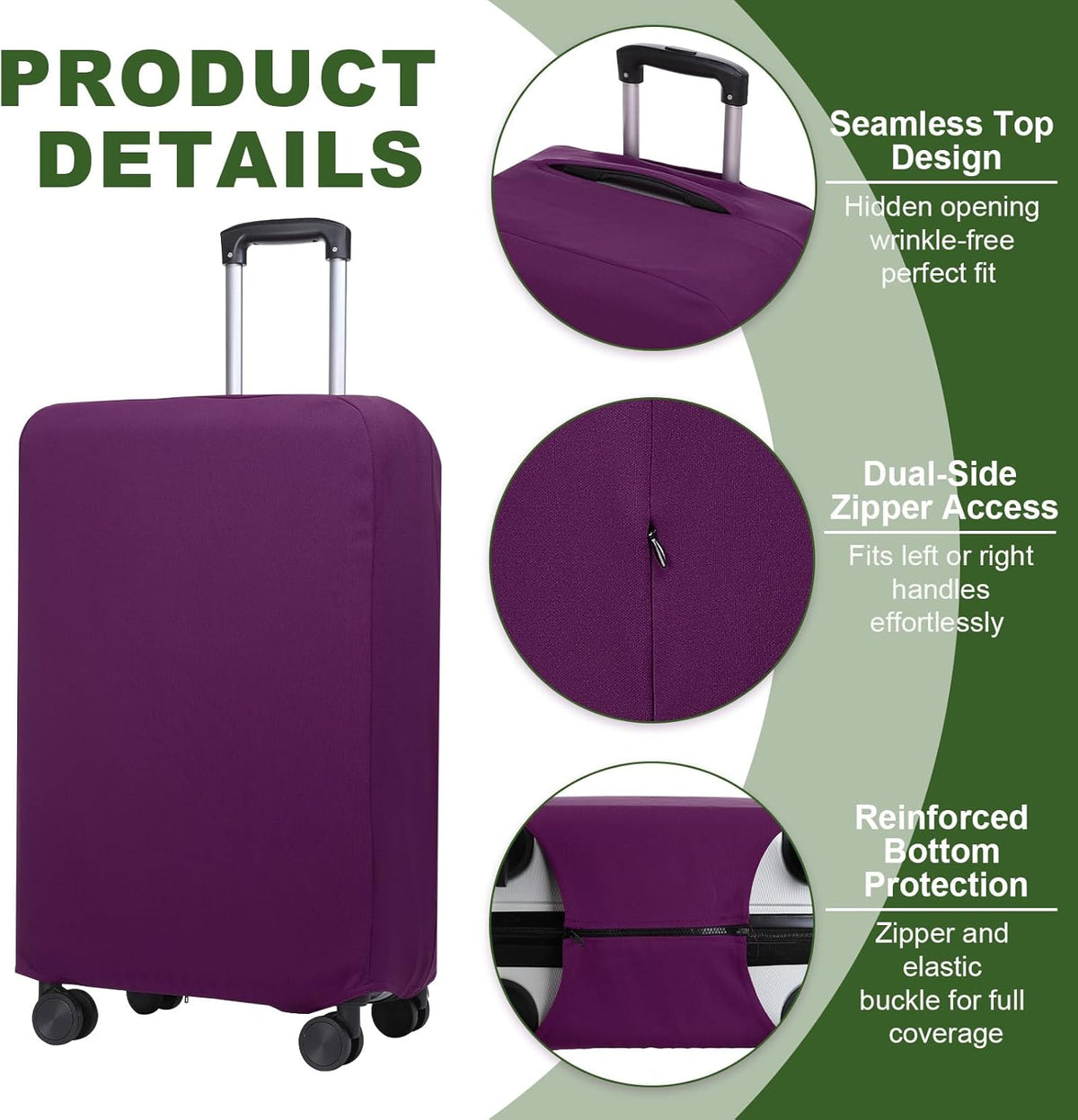 PATIKIL Luggage Cover, Suitcases Covers Elastic Carry on Cover Protector Washable Scratch-Resistant Fits 28-29 Inch Luggage for Travel Business Trips, Purple