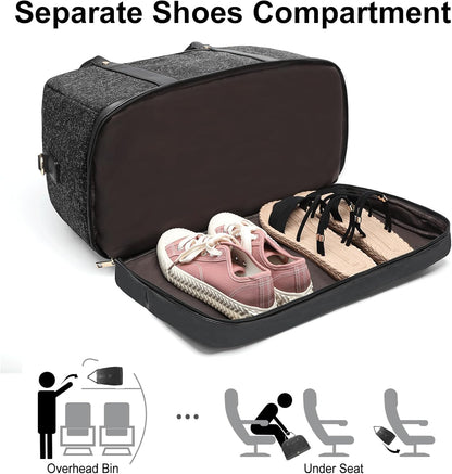 Weekender Bag for Women Canvas Overnight Bag Large Travel Tote Bag Carry on Shoulder Duffle Bag With Shoe Compartment,Perfect for Travel/Daily Use/Birthday Gift …