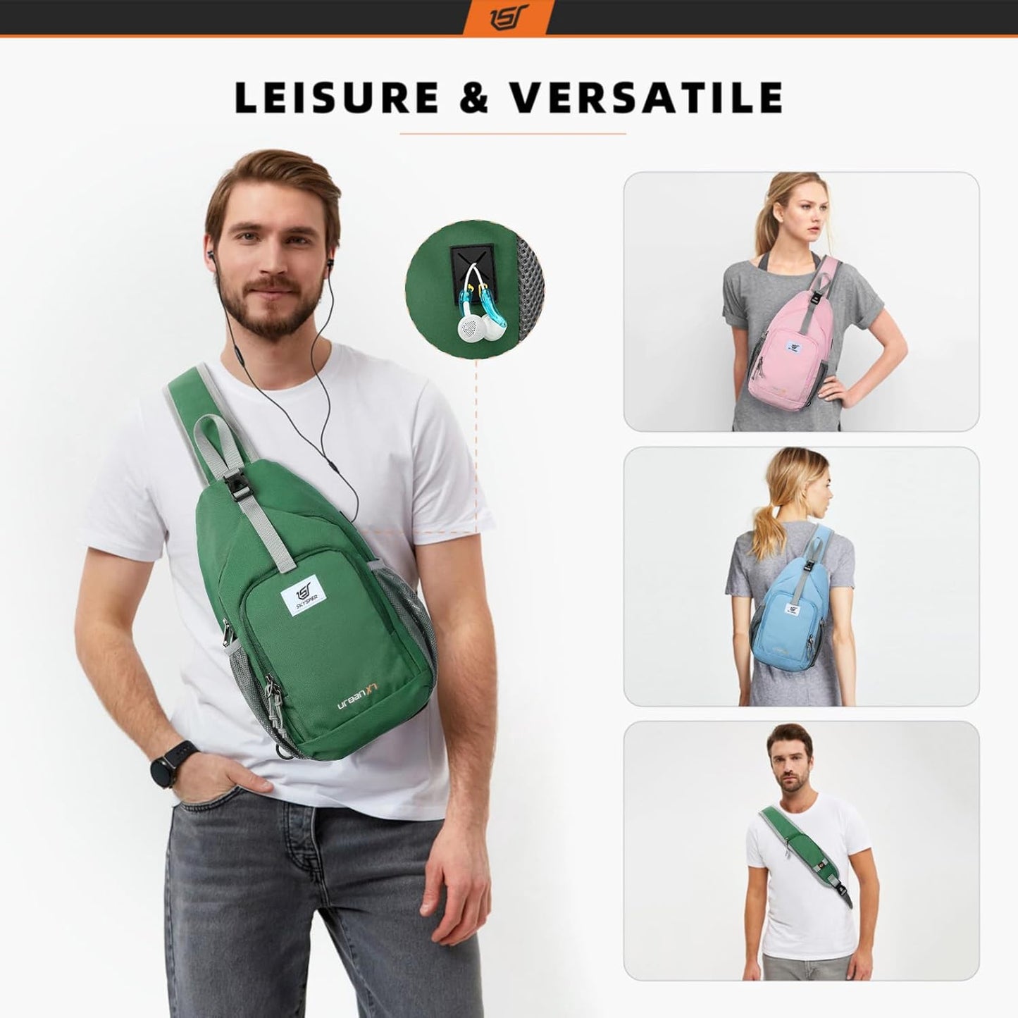 SKYSPER Sling Bag RFID Crossbody Sling Backpack Cross Body Shoulder Bag Travel Hiking Daypack for Women Men