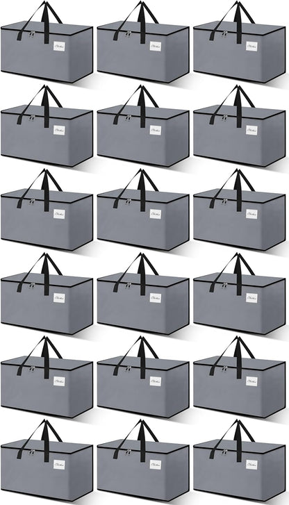Heavy Duty Moving Bags - Extra Large Packing Bags and Storage Totes, Collapsible and Foldable Option for Moving and Storage, Grey, 93 L - 18 Pack