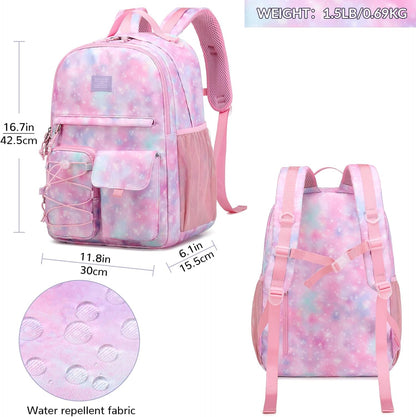 Lohol Galaxy Backpack for Kids Teen Girls, Water Resistant Daypack with Anti Theft Pocket for Travel School (Galaxy B)