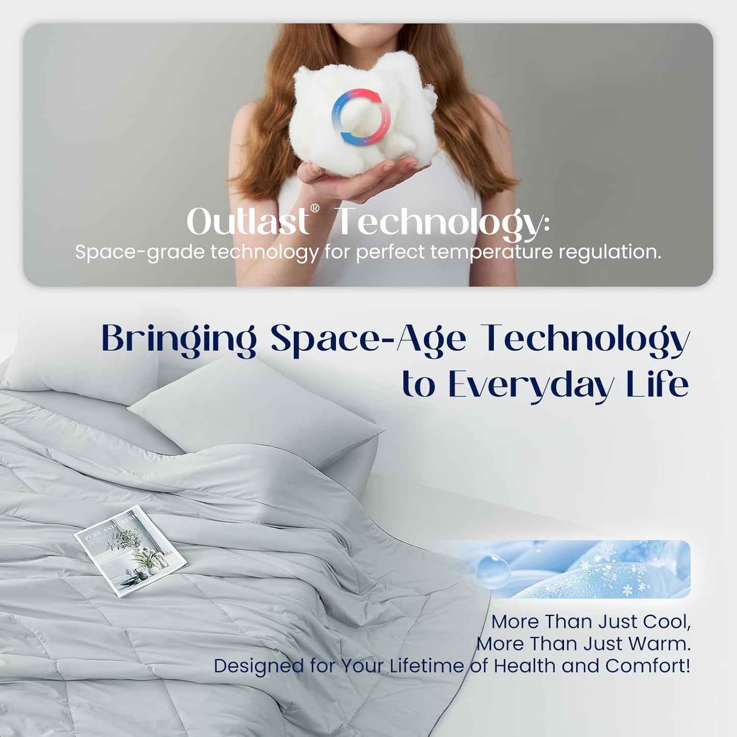 Dream Valley® Outlast® Deepsleep Cooling Comforter, Full/Queen Size, NASA-Grade Space Technology Cooling Blanket for Hot Sleepers Night Sweats, Q-Max > 0.45 Aerocool™ Breathable, Mint Macaron, 90"x90"