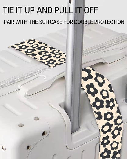 Luggage Straps for Suitcases, Adjustable Travel Belt, Durable Wide Luggage Strap, Cute Suitcase Strap Identifiers with Buckle, Bag Straps for Luggage, Cute Black Daisy