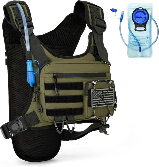 Hydration Vest（The design patent has been granted ）with 2L Water Bladder for Men and Women,Lightweight Adjustable Hydration Backpack,Reflective Running Hydration Chest Bag for Hiking Climbing Cycling