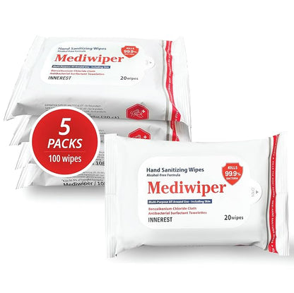 Mediwiper 20 Count Alcohol-Free Sanitizing Wipes Disinfecting Large Unscented by Mediwiper