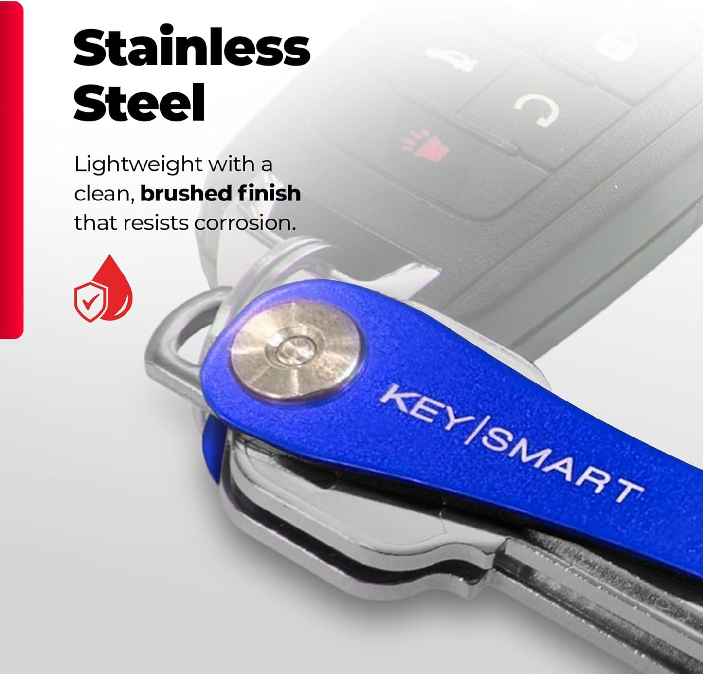 KEYSMART Key Holder for Keychain - Compact Key Organizer for Key Chain, Minimalist Clutter-Free EDC Keychains Key Ring, Blue, 14 Keys