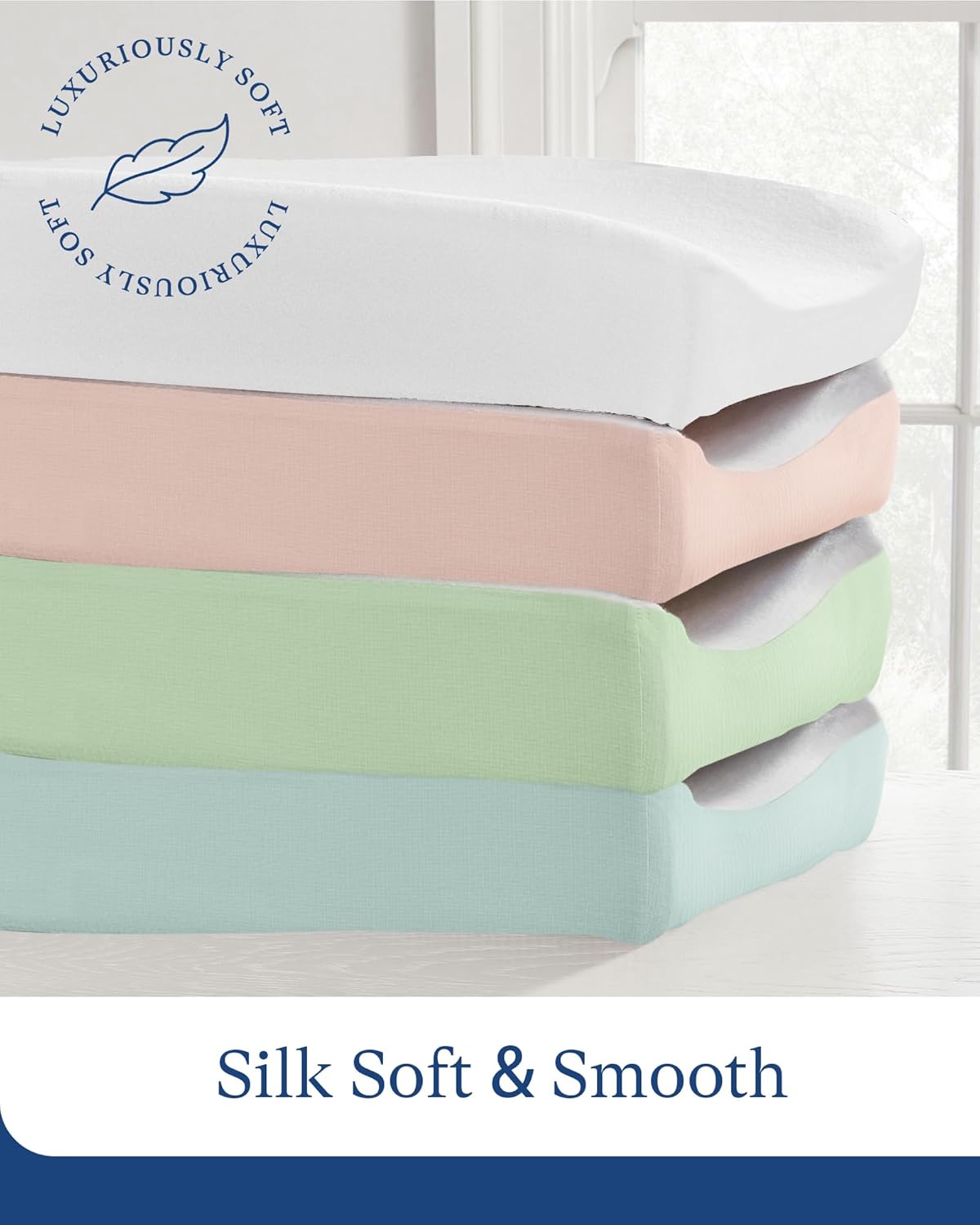 PurComfy Supersoft Diaper Changing Pad Covers, 2-Pack Premium Bamboo Viscose Change Table Pad Covers for Baby Girls and Boys, Hypoallergenic Stretchy Changing Table Cover Sheets