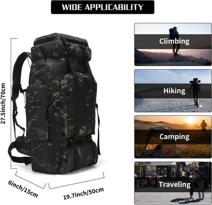 Hiking Backpack for Men 70L/100L Camping Backpack Military Rucksack Molle 3 Days Assault Pack for Climbing