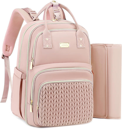 Diaper Bag Backpack - Large Multi functional, Boys, Girls & Baby Travel Essentials Tote with Changing Pad, Insulated Pockets, Stroller Straps, Waterproof - Baby Backpack for Mom & Maternity (Pink)