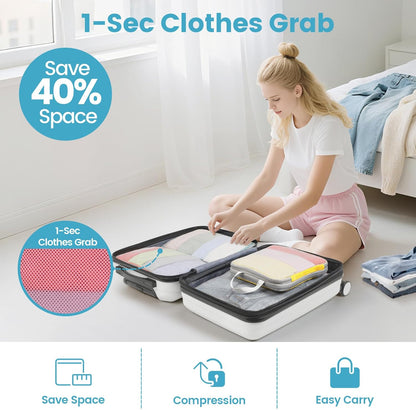 Cambond Compression Packing Cubes for Travel - 5 Set Multi-color See Through Mesh Compression Cubes for Travel Essentials, Space Saving Luggage Packing Organizers Bags for Carry on Suitcases