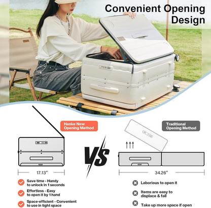 Hanke Multifunctional 26 Inch Checked Luggage Hard Shell Suitcases with Wheels Travel Trunk Style Luggage Large Rolling Suitcase for Women Men(Ivory White)