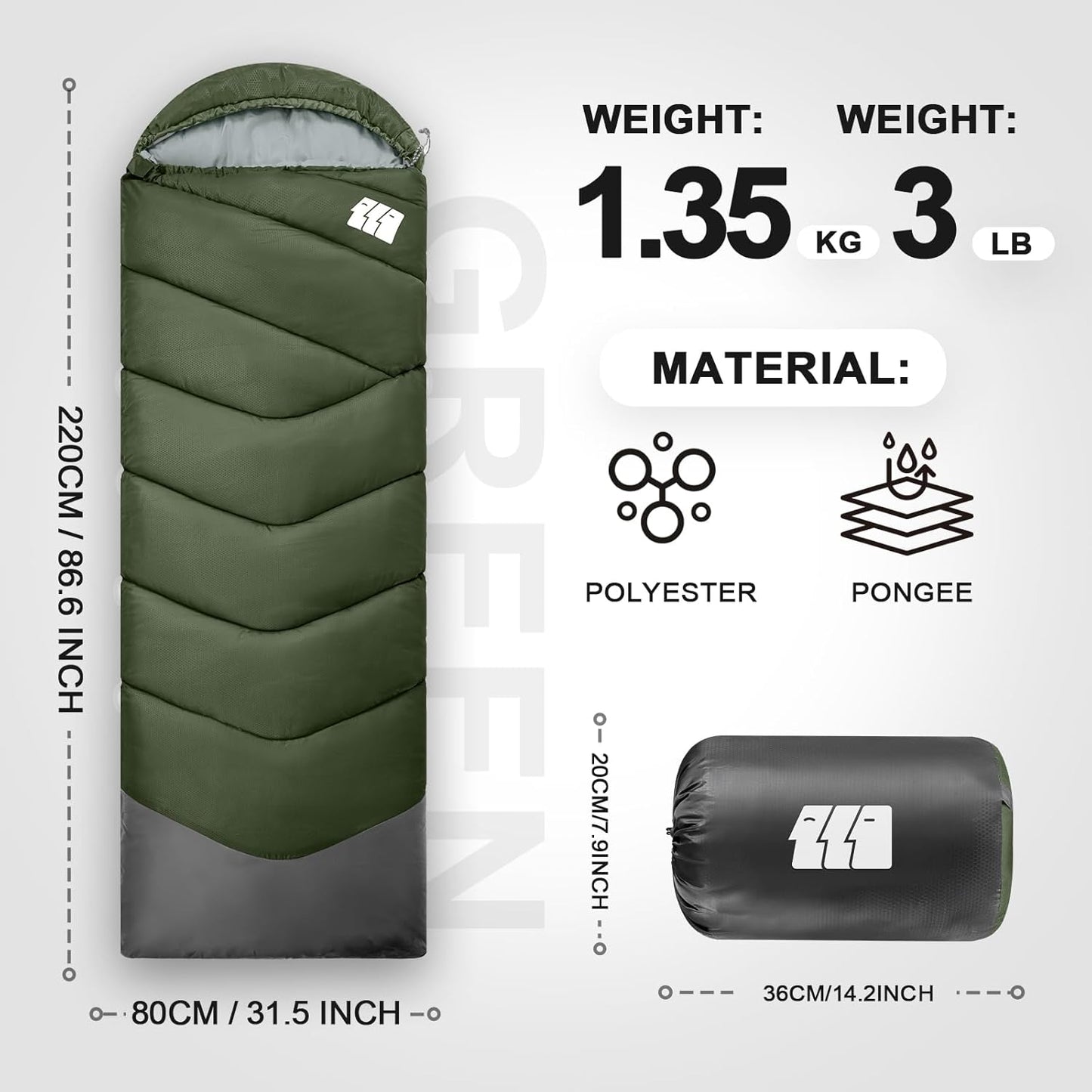 Sleeping Bags for Adults Cold Weather,Portable, Waterproof,Lightweight Sleeping Bag for Tall Girls Boys with Compression Sack for Warm Camping, Hiking, Outdoor & Indoor