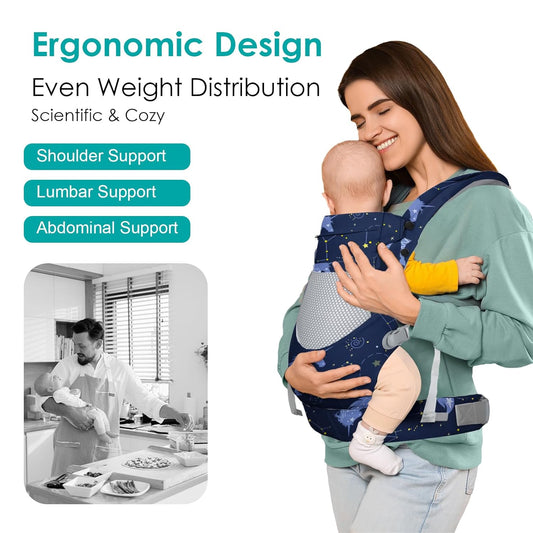 Unicorn Newborn Baby Front Carrier Backpack, Toddler Baby Body Carrier, 7-66 Lbs Ergonomic Design, Lumbar Support, Lightweight