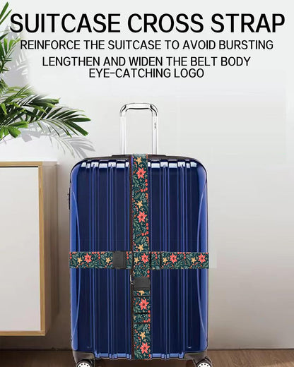 Luggage Straps for Suitcases, Adjustable Travel Belt, Durable Wide Luggage Strap, Cute Suitcase Strap Identifiers with Buckle, Bag Straps for Luggage, Cute Boho Flowers