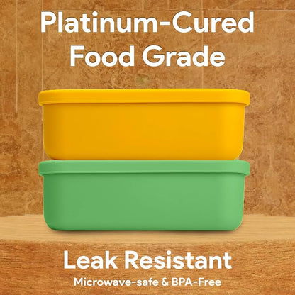 Platinum Silicone Bento Lunch Box Set of 2 – 3 Compartments, Microwave & - Image 3