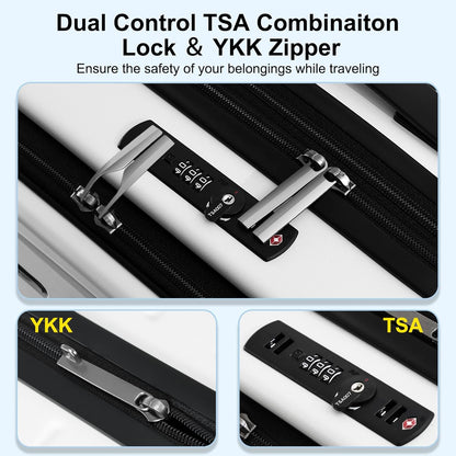 Expandable Carry On Luggage Airline Approved, 20 Inch Lightweight ABS+PC Hard Shell Suitcases with Front Pocket, Spinner Wheels, TSA Lock (White, 1PC)