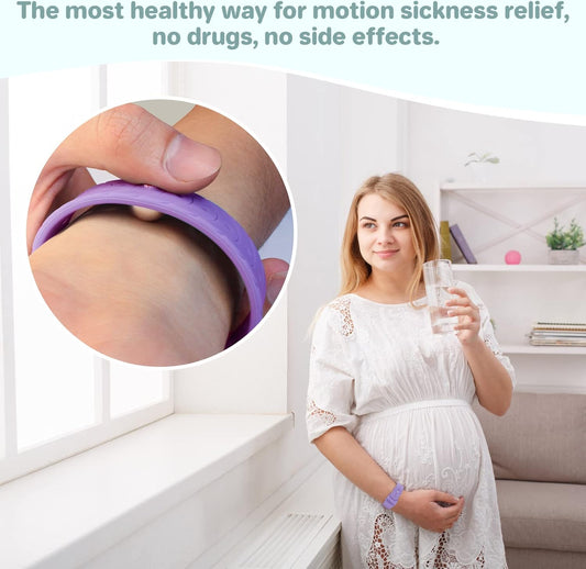Hion Motion Sickness Bracelets Sea Sickness Wristbands for Motion Sickness/Morning Sickness/Pregnancy Nausea Anti Nausea Bands Acupressure Wristband Motion Sickness Bands(3Pairs-Black+Bule+White)