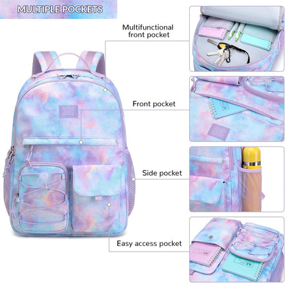 Lohol Galaxy Backpack for Kids Teen Girls, Casual Daypack with Anti Theft Pocket for Travel School (Galaxy C)