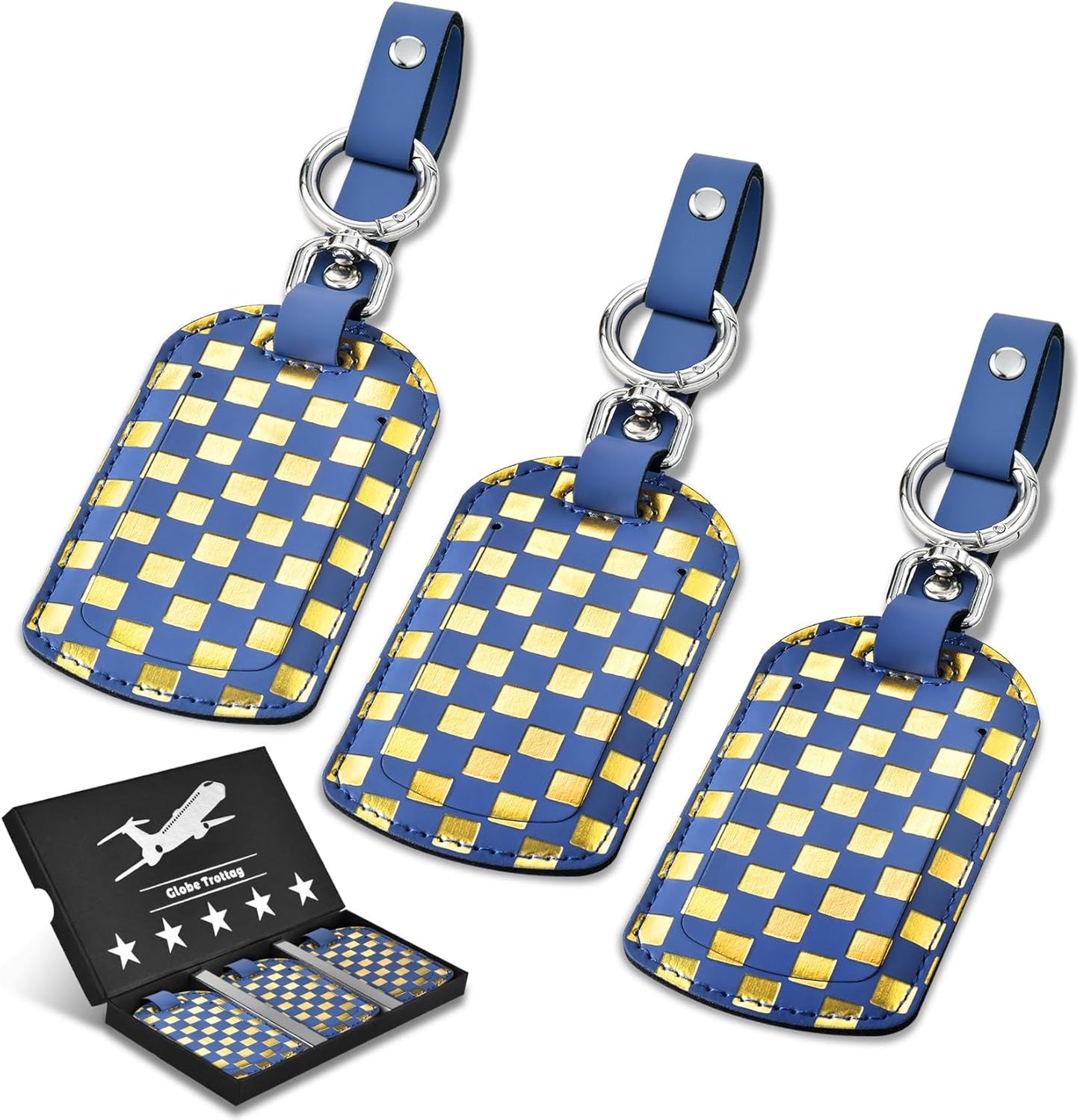 Luggage Tags for Suitcases Travel Accessories: Leather Luggage Tag 3 Pack TSA Approved, Airplane Travel Essentials for Men, Bag Tags for Luggage Long Flight Must Haves Travels Gifts Airport Essentials
