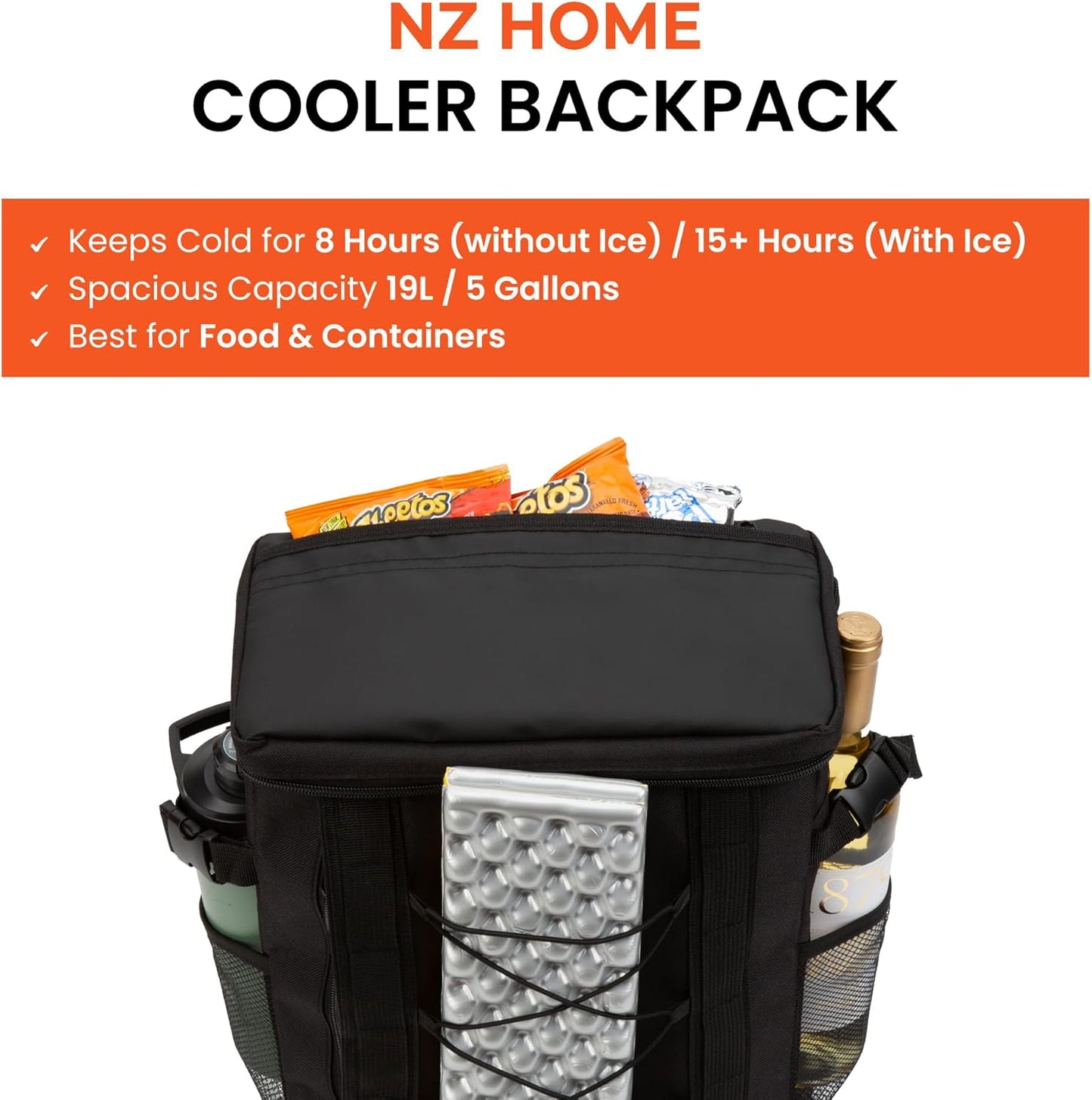 Insulated Cooler Backpack Portable Lightweight Leak Proof Waterproof Multiple Compartments Thermal Bag with Bottle Wine Holder for Beach Travel Camping Hiking Picnic Lunch