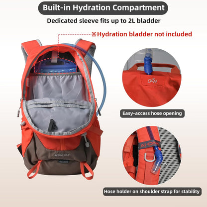 22L Hiking Backpack Lightweight Durable Waterproof Ventilated & Sweat-Wicking Internal Frame Multi-Purpose Daypack for Men & Women, Camping, Hiking, Travel, and Cycling