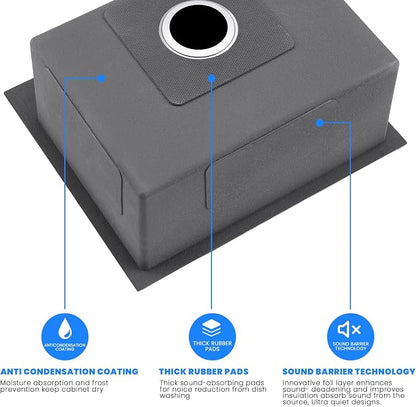 POPFLY 20×17 Inch Undermount Kitchen Sink, Small Wet Bar Prep Sink, 18 Gauge - Image 4