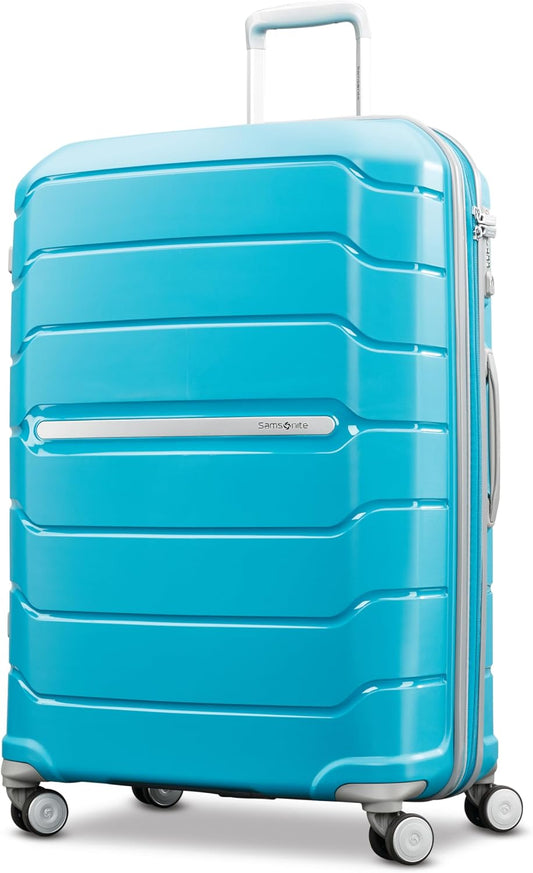 Samsonite Freeform Large Checked Luggage with Dual 360° Spinner Wheels - TSA Lock, Airline-Approved - Lightweight Durable Polypropylene Expandable Hardshell - Ocean Blue
