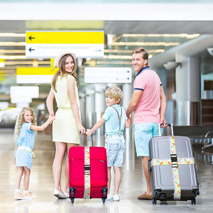 Roses Flowers Luggage Straps for Suitcases, Adjustable Luggage Travel Belts to Keep Luggage Security While Travel, Strong Polyester Fabric, Easy-to-Recognize Stylish Design Travel Accessories, 2 Pack