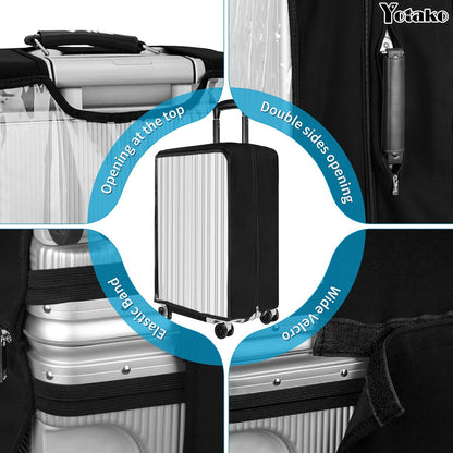 Yotako Upgraded Zippered Transparent PVC Suitcase Cover, No Disassembly Required Clear Luggage Protector for Suitcase Luggage Protector Cover 20''