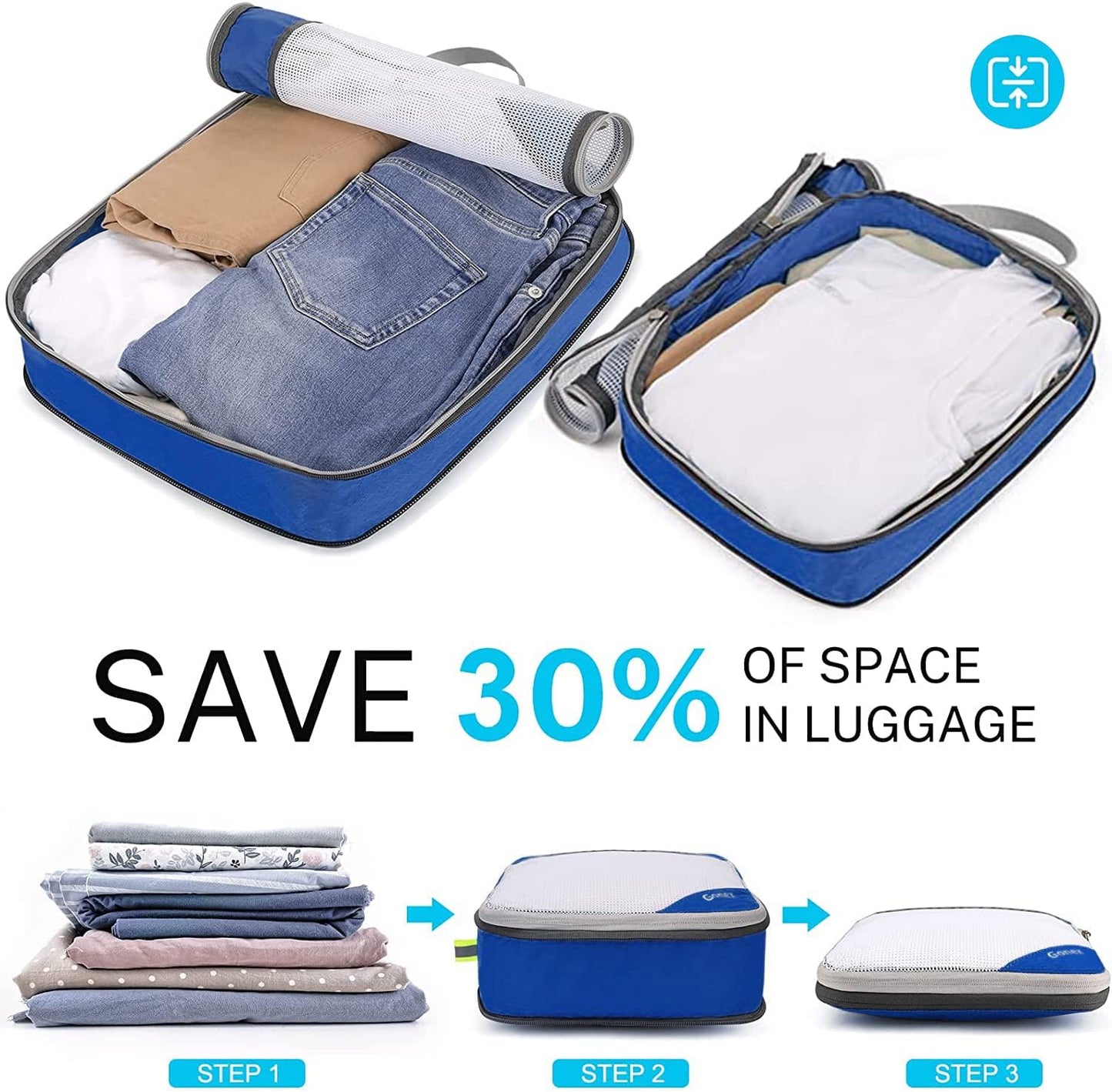 Compression Packing Cubes, Gonex Extensible Storage Mesh Bags Organizers