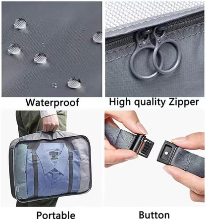 9 Set Packing Cubes for Suitcases, Aydicon Travel Luggage Packing Organizers with Laundry, Toiletry Bag, Compression Storage Shoe Bag, Toothbrush Case, Travel Essentials (Grey)