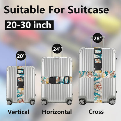 2 Pack Luggage Straps for Suitcases Adjustable Luggage Belt TSA Approved, Bright Colors Travel Packing Straps with Quick Release Buckle Unique Nylon for Sleeping Bag Car Seat, Turtle